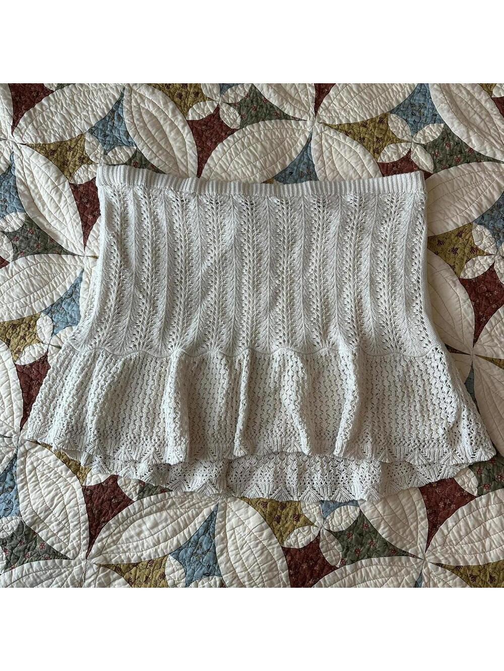 White crochet fairy boho mini skirt femme spring fairycore whimsical festival
